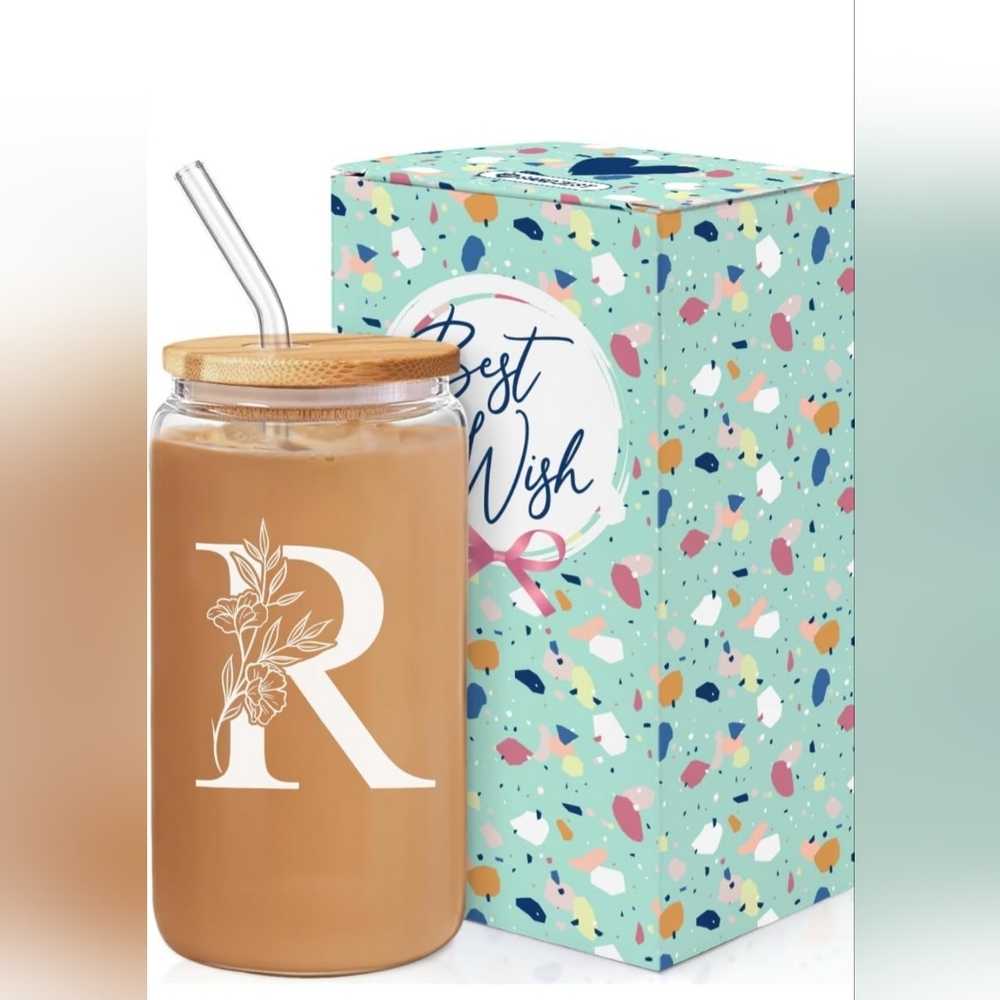 Monogrammed "R" Glass Cup